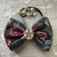 (匿名配送)ゴム交換可能インド刺繍リボンヘアゴム