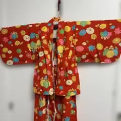 子供用着物　6ツ身　花柄　レトロ