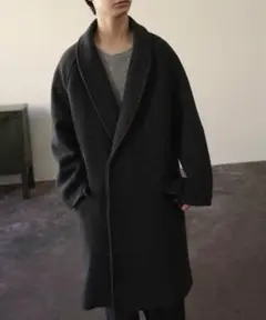 ダークグレー ショールカラーコート