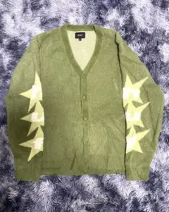 HUF オリーブグリーン 星柄カーディガン XL