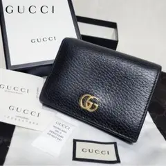 【美品】GUCCI グッチ 2つ折り 財布 ウォレット GGマーモント ブラック
