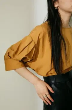 STYLEMIXER ランタンスリーブブラウス　マスタード