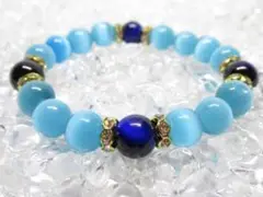 〇【ブルータイガーアイ×キャッツアイ】天然石ブレスレットパワーストーン