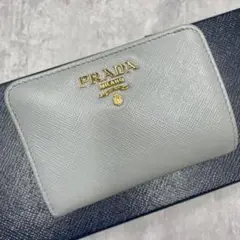 現行✨PRADA サフィアーノレザー 二つ折り財布 グレー バイカラー RIFD