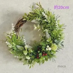 m56☆ハーフリース　グリーンリース　造花リース　玄関リース