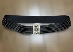黒 ストレッチベルト 金色バックル　ラメ