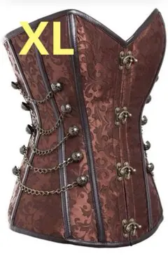コスプレスチームパンク ビスチェ(色 : 褐色, Size : XL)