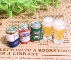 No.15 酒瓶 アルコールボトル 缶ビール ビールグラス 計5個 ミニチュア