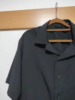 ブラック オープンカラーシャツ LLサイズ バックプリント