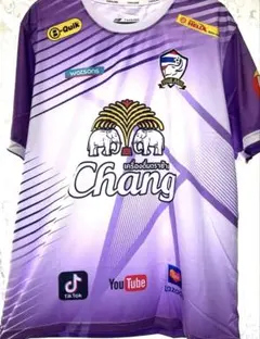 タイ　Chang beer サッカープラクティスシャツ　パープル×ホワイト　XL