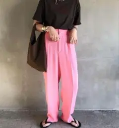 ＜6(ROKU)＞GEORGETTE TUCK PANTS 2 ピンク 34
