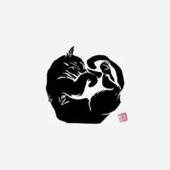猫 版画 アート 作品 正方形