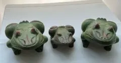 タイ　木彫り　置物　カエル　工芸品　カービング　インテリア　置き物