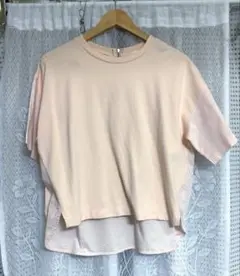 GU カットソー Tシャツ ピンクベージュ 切り替え