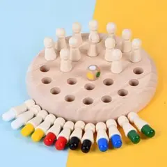メモリーゲーム モンテッソリーチェス神経衰弱マッチスティック木製 知育玩具
