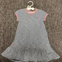 ストライプ柄フリルワンピースとパンツセット　18M