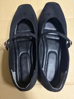 GLOBAL WORK　らくっションストラップパンプス スエード ブラック