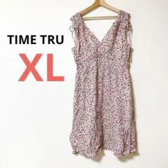 TIME TRU花柄VネックノースリーブワンピースXL（16-18）