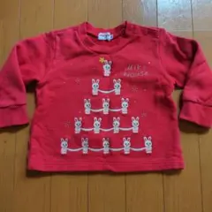 Miki House 赤いウサギ刺繍トレーナー 80cm