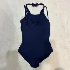 チャコット　ネイビー リボン付きホルダーネックレオタード 150-155J