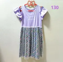 肩出しワンピース　130　花柄　オシャレ　可愛い　レース　ドッキング
