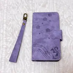 Galaxy S21 ケース　手帳型　猫柄　パープル