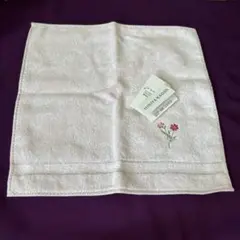 花刺繍 ピンク ハンカチ