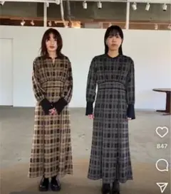 クラネ CLANE CHECK PIPING ONEPIECE