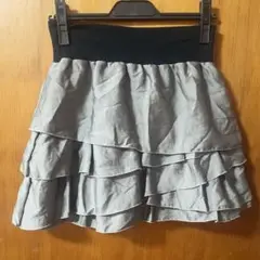 【美品】5段フリルミニフレアスカート シルバーグレー Mサイズ