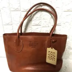 ゲンテン トートバッグ 工具ロゴ型押し レザー パスケース付き ブラウン