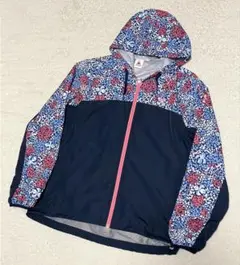 【美品】le coq sportif ルコック花柄ウィンドブレーカー 紺 O