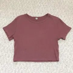 ユニクロ　UNIQLO コットン リブミニTシャツ 半袖 ピンク　M