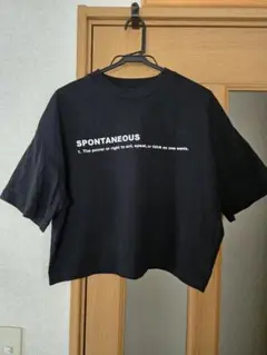 美品‼️　GU　レディース　プリント ブラック クロップドTシャツ　Mサイズ