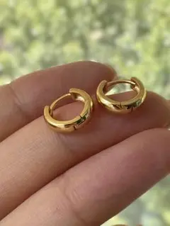 18K ゴールド フープピアス　金K18