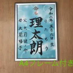 手書きオーダー命名書 命名紙 出産祝い 記念品 代筆 フレーム付き 匿名配送