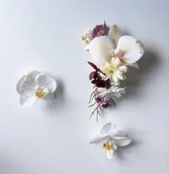 高級造花　アーティフィシャルフラワー　イヤーカフ　ウェディング　胡蝶蘭