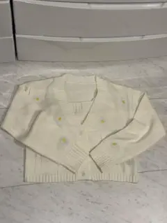 アイボリー 花刺繍 ニットカーディガンとキャミソールセット