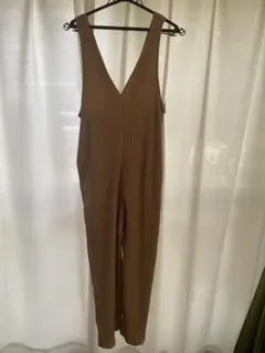 UNIQLO ベージュ リブオーバーオール 160