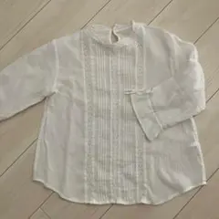 ピンタックとレース使いのブラウス　楊柳コットン　M