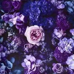 ❣️【限定】☆鮮やかなバラ&紫陽花柄立体感　綿100% シーチング生地110x1M