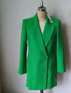 新品タグ付きZARA テーラードジャケット M グリーン