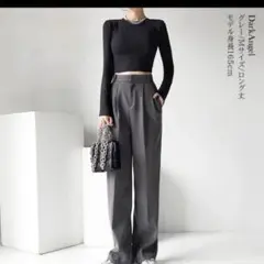 スラックス　センタープレス　グレー