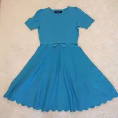 美品 M'S GARCY エムズグレイシー ニット ワンピース ブルー 38