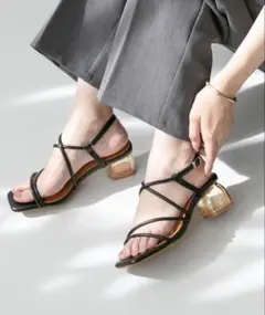 menue クリアヒール 華奢ストラップサンダル LL