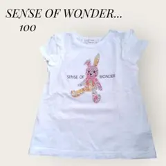 SENSE OF WONDER 半袖シャツ 100 うさぎ　刺繍　白　花柄