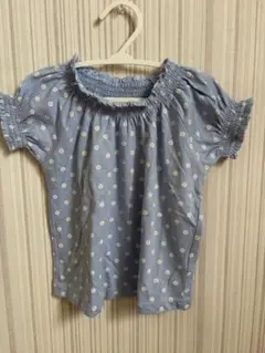 水色 花柄 半袖シャツ 90cm