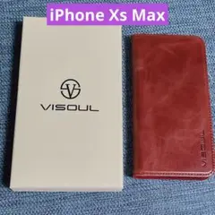 ★iPhone Xs Max ケース 手帳型 緋色