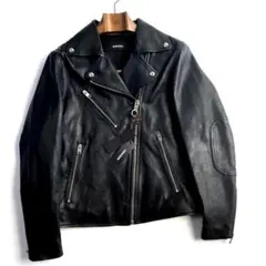新品DIESEL ディーゼル ダブルライダースジャケット 黒 レザー 牛革