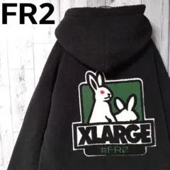 a63【希少XL】FR2×XLARGE　背面パイルロゴ　ハーフジップボアパーカー