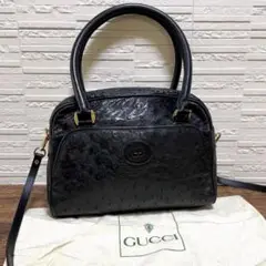 レア グッチ オーストリッチ レザー ハンド ショルダー バッグ 2WAY